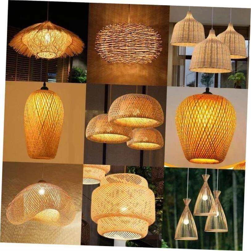 Bamboo Hanging Lamp Pendant Ceiling Light Rattan Wicker Lust - 实物图