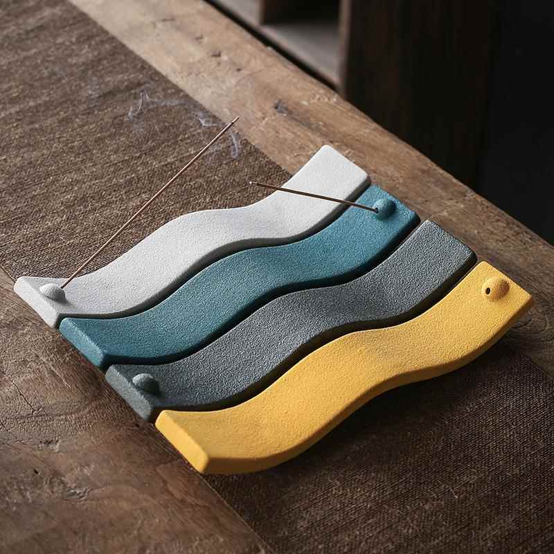 厂家直销创意新款粗陶线香插 卧香炉檀香炉家居室内办公摆件