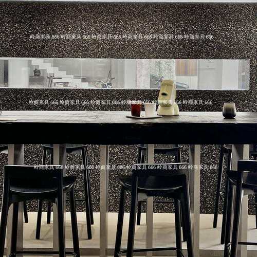 现代美式咖啡厅奶茶店轻奢实木高脚餐椅简约酒吧甜品店休闲岛台椅
