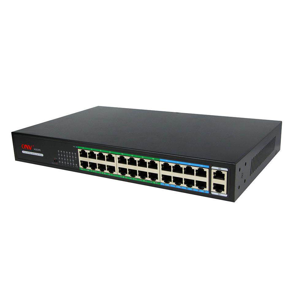 光网视ONV-H1024PL 24口百兆POE交换机 钢壳桌面式监控智能供电器