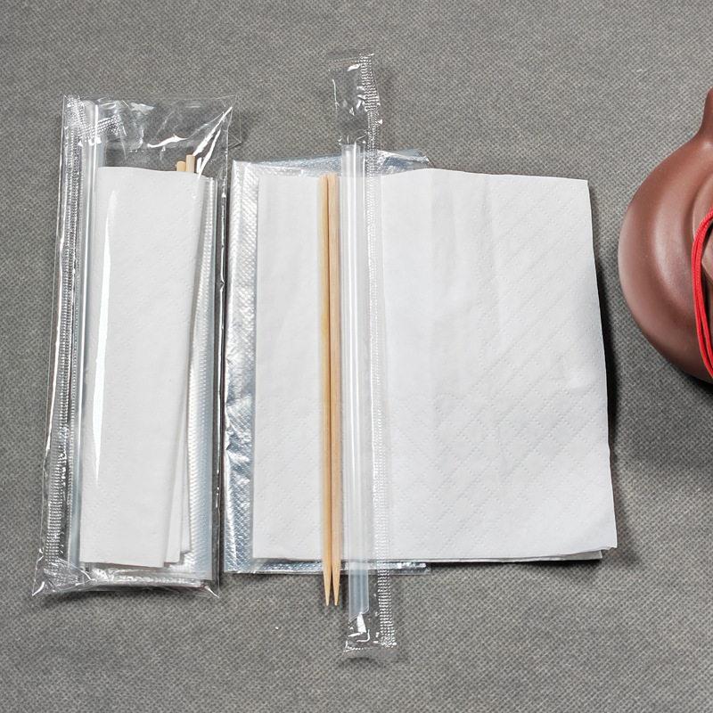 一次性手套吸管便携竹签湿纸巾牙签组合简易透明装实惠包邮外卖