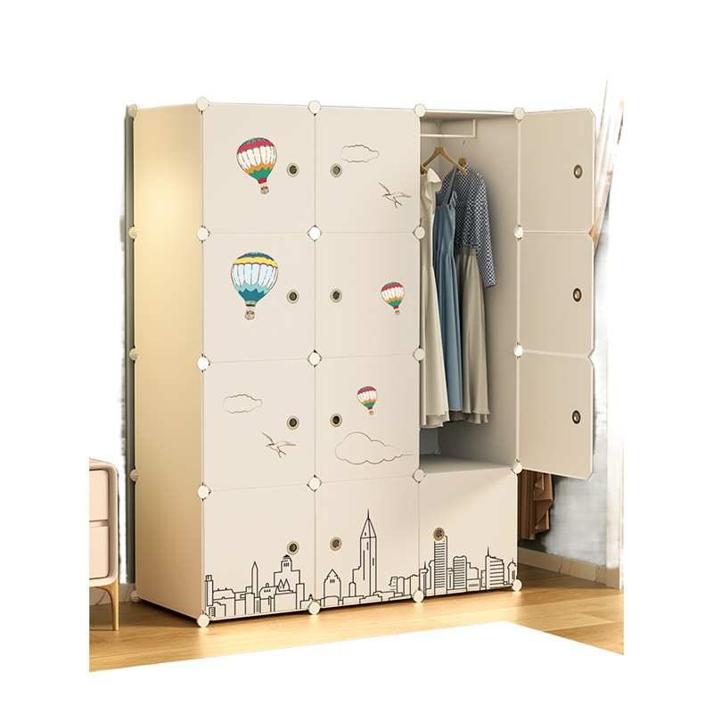 简易衣柜家用卧室组装收纳柜子出租房用布衣橱塑料储物柜结实意赛