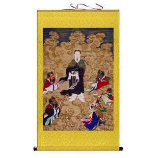 五龙捧圣真武大帝画像挂画玄天上帝神像玄关客厅绢布卷轴画五龙王