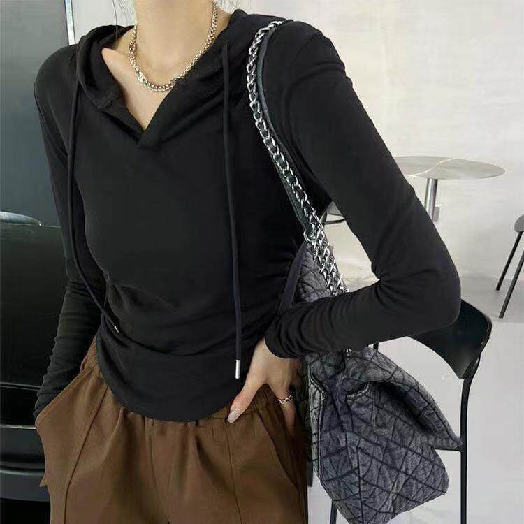 显瘦新款连帽外套女秋季短款卫衣女春秋百搭茶里女款上衣茶气韩系