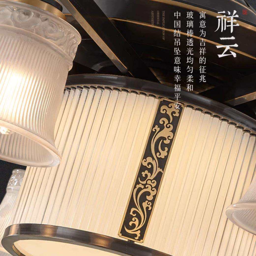 新中式吊扇灯风扇灯客厅餐厅卧室简约古典高端大风力隐形风扇吊灯