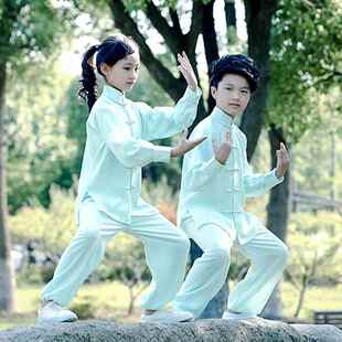 高档儿童武国术服装棉中风男女太极服棉麻少练纯功服演出春夏儿季