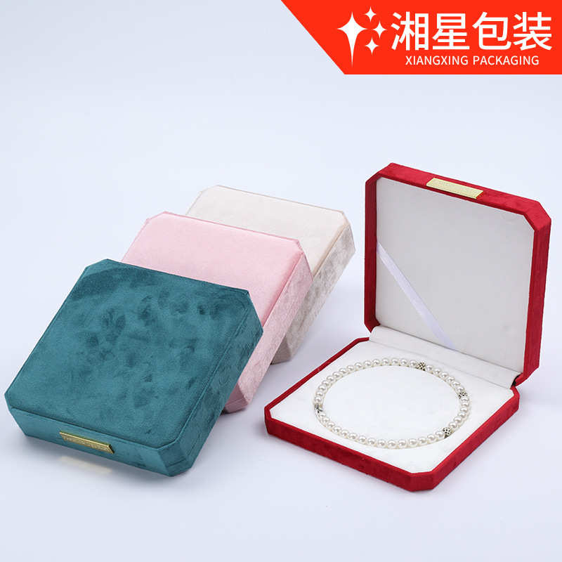 丝绒八角珍珠项链盒首饰包装盒珍珠礼盒母亲节妈妈链珠宝盒珍珠盒