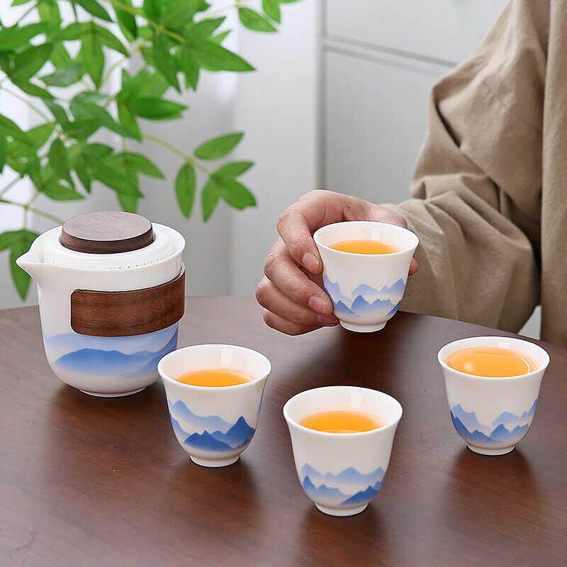 羊脂玉白瓷手抓壶防烫陶瓷耐热功夫茶具杯单个泡茶壶三才盖碗精致