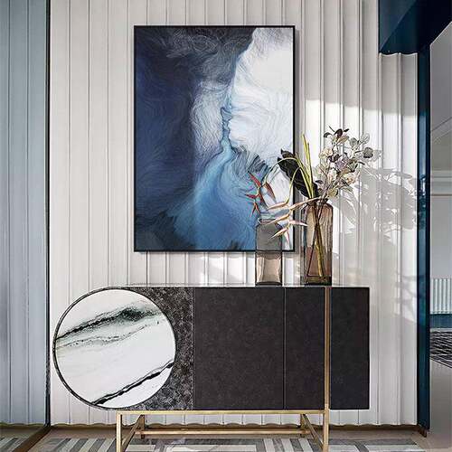 流苏 现代抽象玄关装饰画大幅线条抽象画客厅竖版墙画新中式挂画