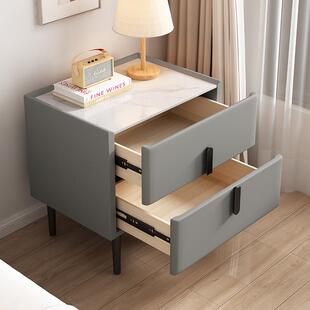 轻奢床头柜实木床岩窄板现868代纳简约超收柜软包卧室储物柜50cm