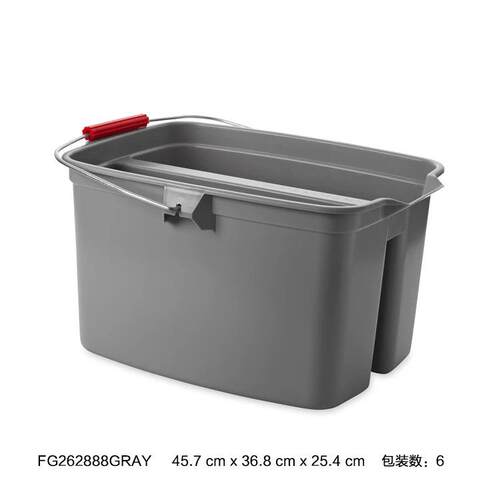Rubbermaid乐柏美FG262888GRAY新款商用多功能清洁桶清洗双格桶