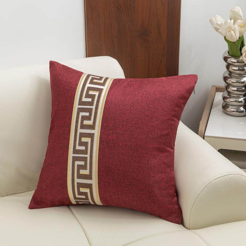 新中式棉麻沙发抱枕现代简约靠枕座椅靠垫刺绣腰枕床头大靠背含芯