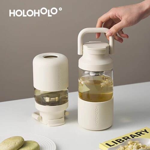 HOLOHOLO茶水分离玻璃杯大容量耐高温外出携带泡茶杯男女随行杯