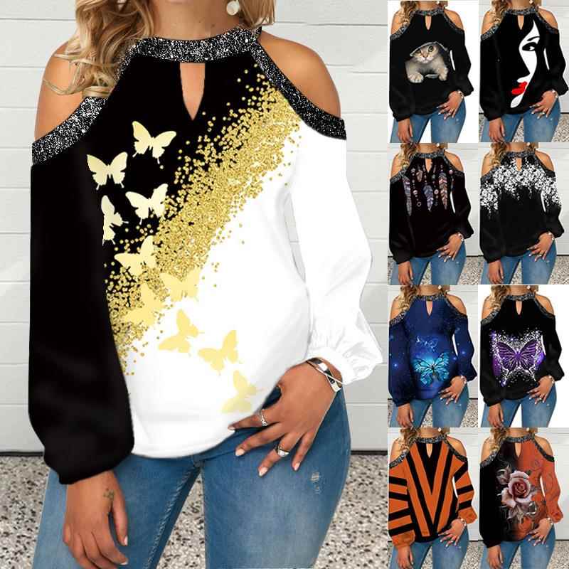 Pullover long-sleeved womens fashion T-shirt tops