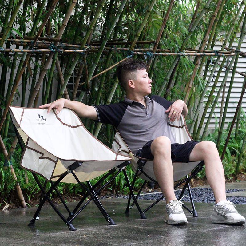 户外折叠椅便携式靠背钓鱼椅子凳子超轻沙滩露营椅写生画画月亮椅