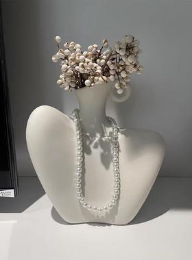 高级感摆件艺术创意美人肩陶瓷花瓶电视机柜客厅小众设计感摆件