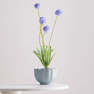 读途汝窑中式禅意大口陶瓷水培花瓶花盆睡莲水仙茶几摆件花艺器皿