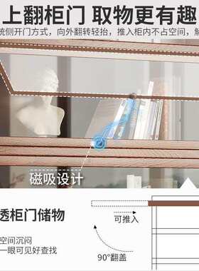 实矮柜落地书柜储物胡柜一厅体桃木色收纳柜客木仿玻璃门柜子G815