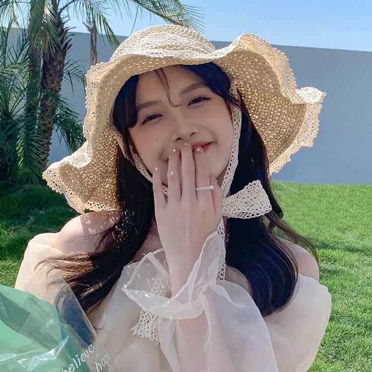 透气海滩防晒帽草帽帽子海边草帽海边遮阳帽精美抗UV小清新
