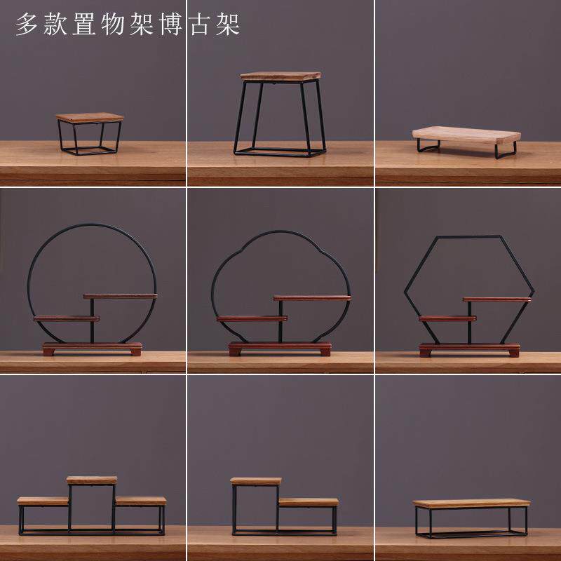 红木博古架 摆件架子 实木展示架中式客厅玄关禅意木质装饰工艺品