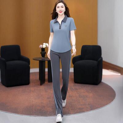 休闲运动服套装女夏季2026新款时尚休闲洋气减龄短袖跑步服两件套