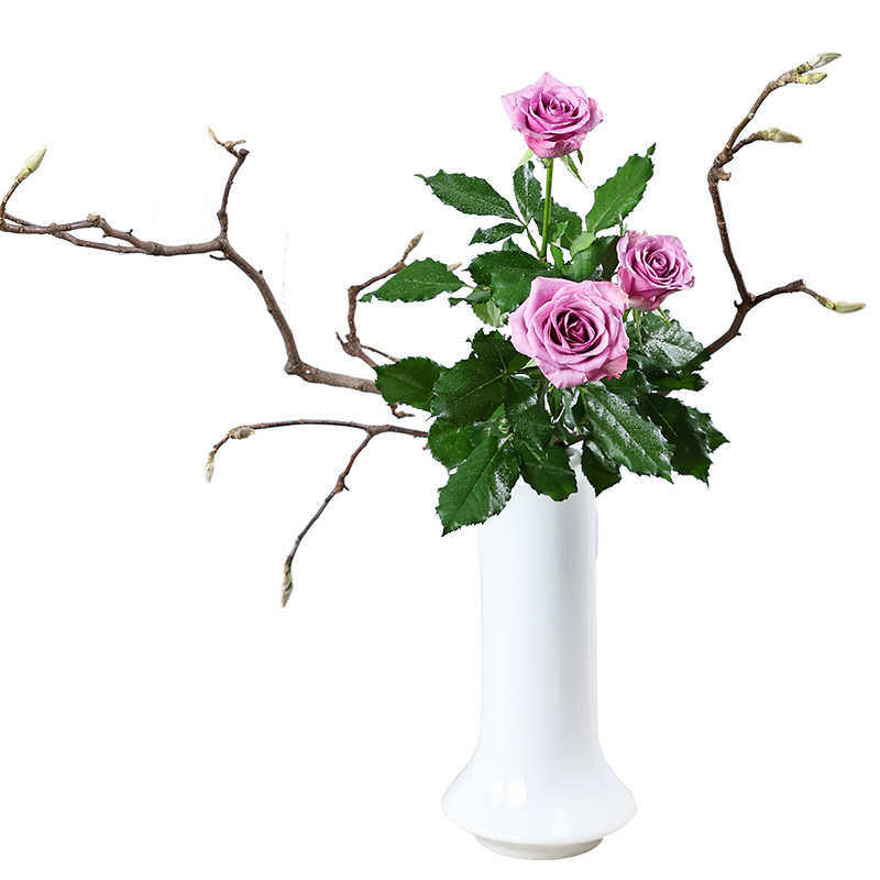 小原流标准花器回响双耳瓶禅意陶瓷插花器皿日式花道花瓶投入瓶