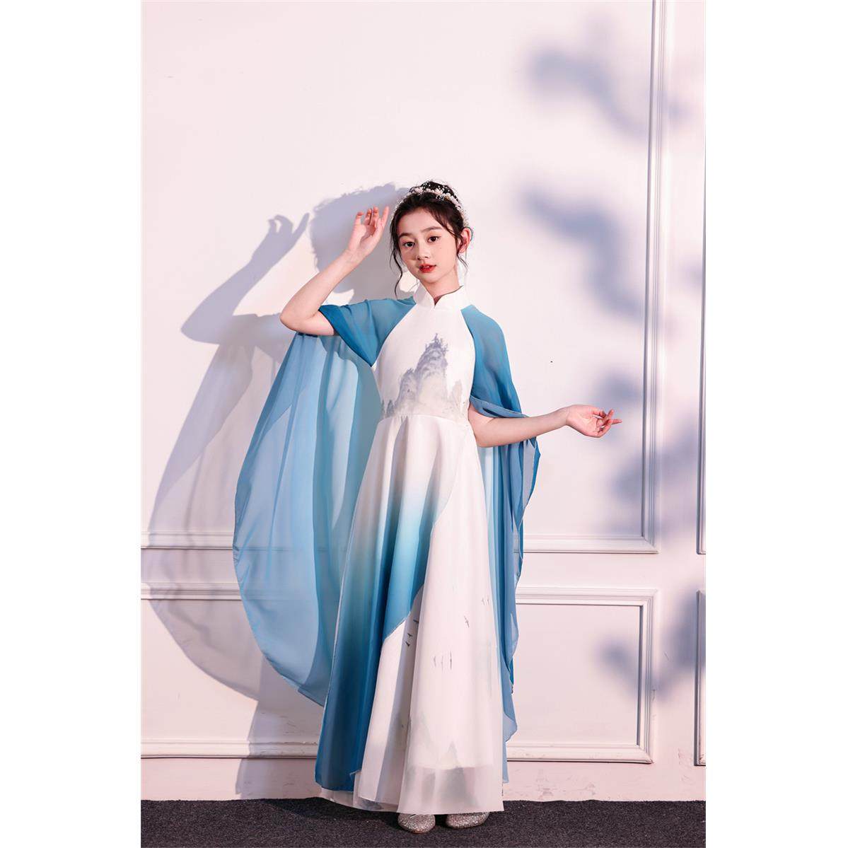 正品高端服款儿新童古筝演出服演奏服大童中国风琵琶民红乐女大童