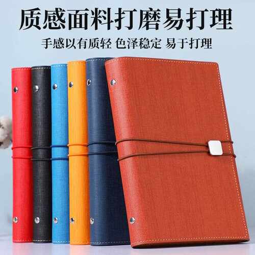 新款直销商务皮面三折绑带笔记本创意办公会议记录本复古收纳可印