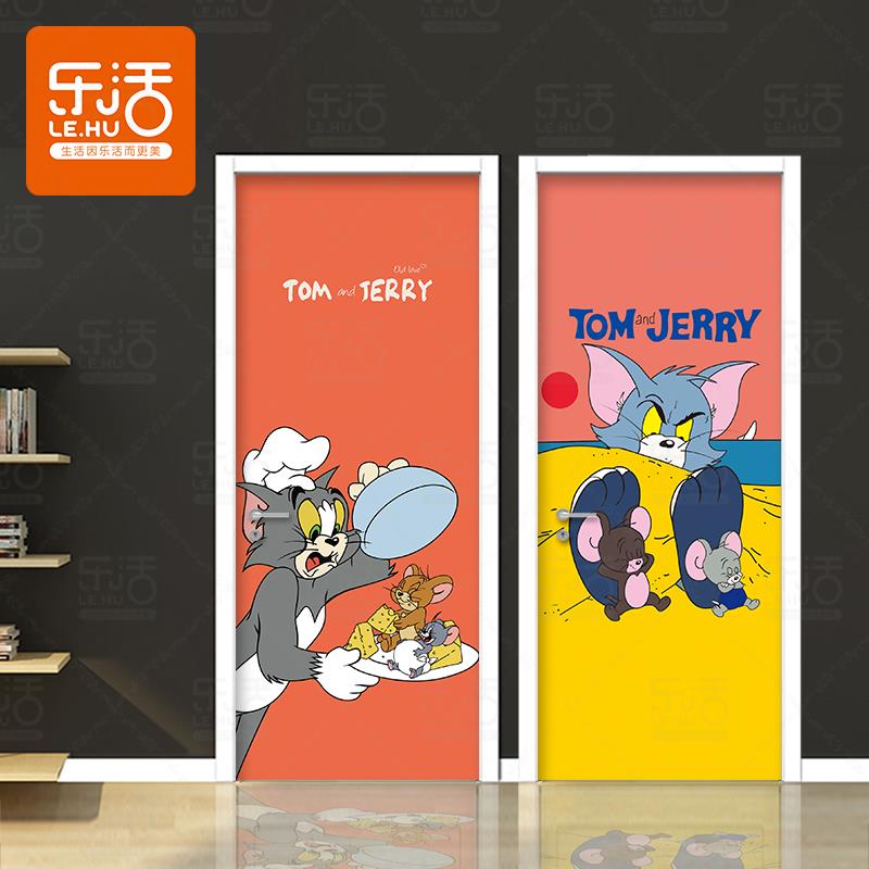 包邮猫和老鼠衣柜门贴纸木门翻新自粘防水创意儿童房装饰防水宿舍