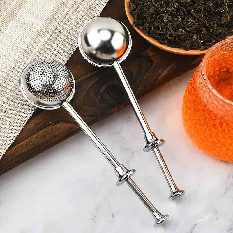 304不锈钢茶漏茶叶过滤器泡茶器圆形茶球伸缩半全漏滤茶器 撒粉器