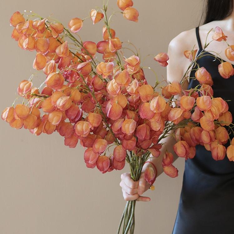 逼真干花栾树灯笼果假花花摆设装饰轻奢仿生花束花艺摆件植绒雏菊