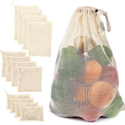 Cotton Mesh Vegetable Bags Produce Bag Reusable Cotton Mesh