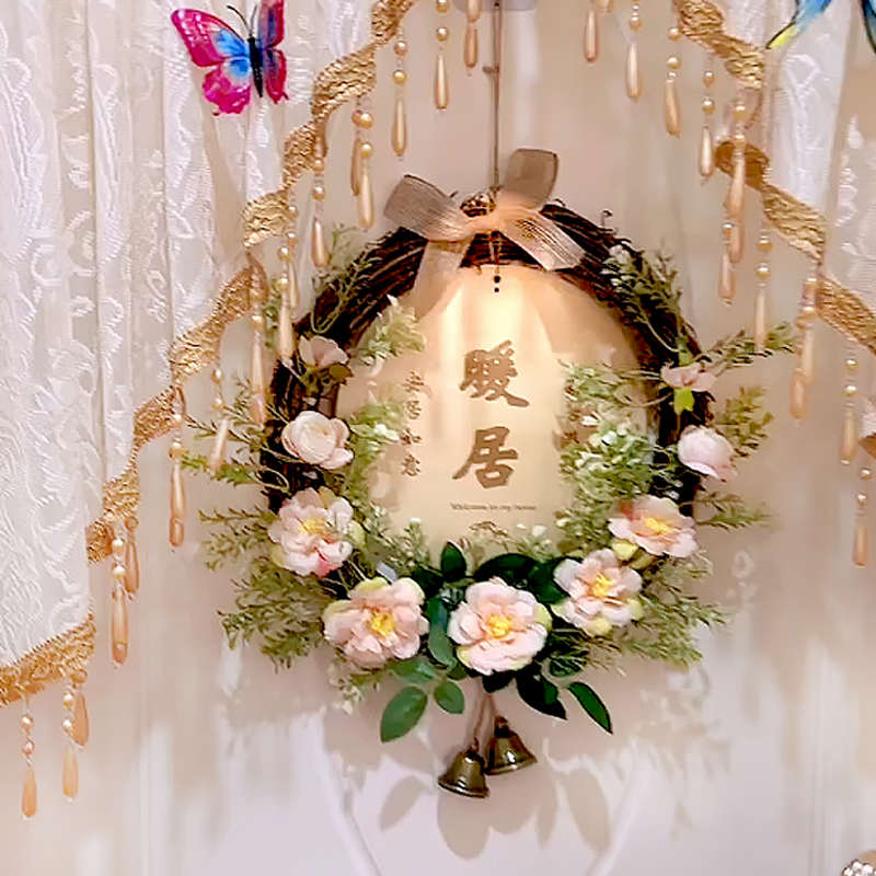 温馨暖居挂花门牌入户门挂饰木质挂件欢迎回家墙面遮丑装饰挂件
