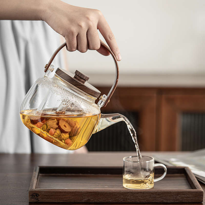 记今朝《玻璃煮茶壶》耐高温单壶家用茶具电陶炉烧水过滤蒸茶器