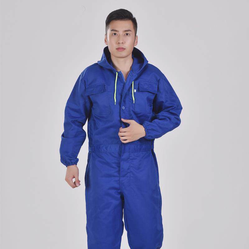 高档衫之保峰连体工作服大码长袖劳服带帽尘防污喷漆汽机男修连体