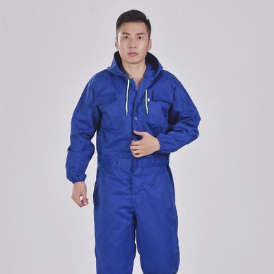 高档衫之保峰连体工作服大码长袖劳服带帽尘防污喷漆汽机男修连体