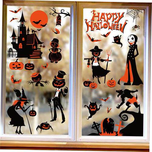 Halloween Decoration Window Stickers Black Castle Zombie Sku