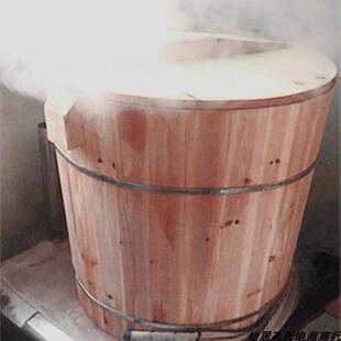 杉木蒸饭桶不锈钢蒸格带盖大号木蒸圆形蒸笼甄子传统手工覆古木桶