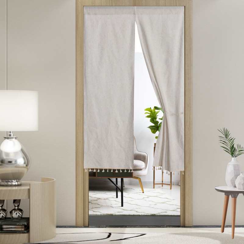 秀素色卫生间餐厅卧室乐免帘打孔轩日系门帘厨房隔断布简约批发