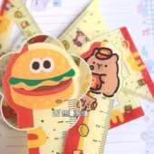 爆款 麦当劳卡皮巴拉汉堡尺子风高颜值麦门学生套尺直尺三角尺圆尺