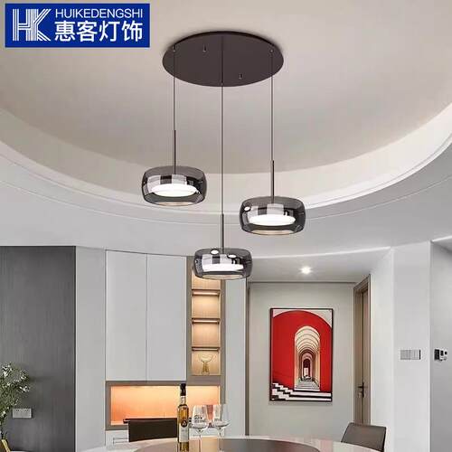 意现代式极简饭厅20餐厅灯吊灯新款岛高级轻感奢三头吧台灯台餐桌
