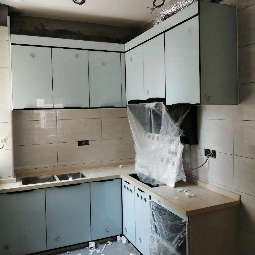 厨房橱柜柜门简易大理石灶台门全铝家居制作厨房柜子吊柜款式多样