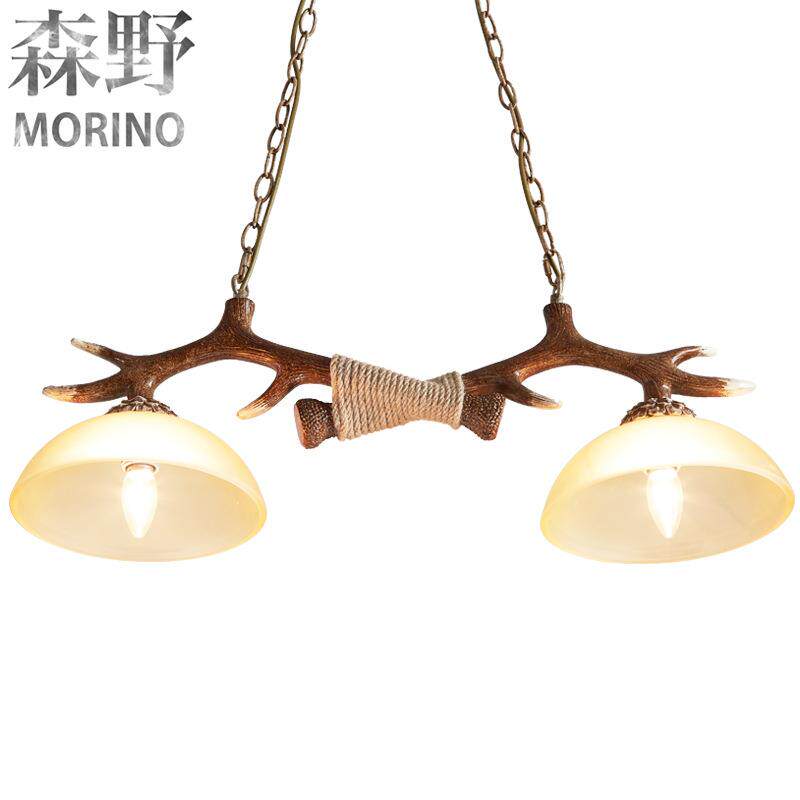 森野照明 美式乡村吊灯客厅餐厅个性仿古创意玻璃鹿角灯鹿角吊灯