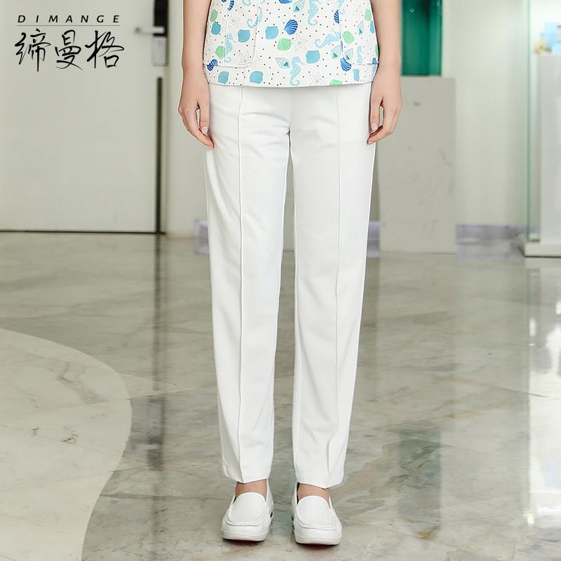 缔曼格高端胖护士服裤子春夏款大码白色医生美容院诊所女士工作裤