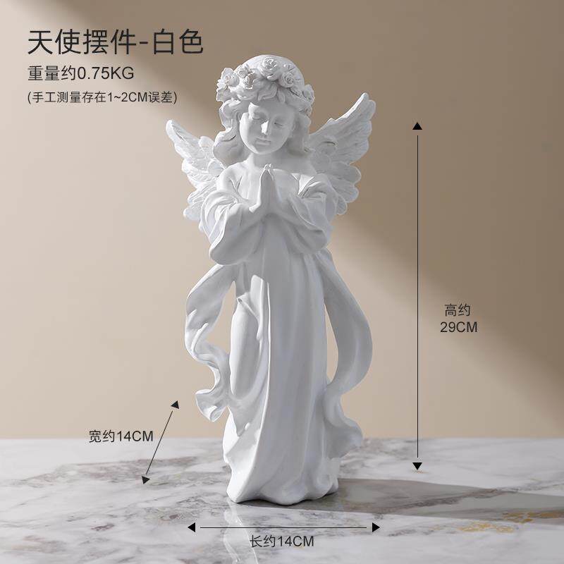 高档欧式艺古复少女天使女孩件美式树脂石膏雕像桌摆面软装饰品术