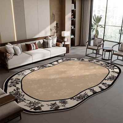 2025新款圈绒客pxx10030厅复古卧室地茶毯不沙发规则异型几地垫防