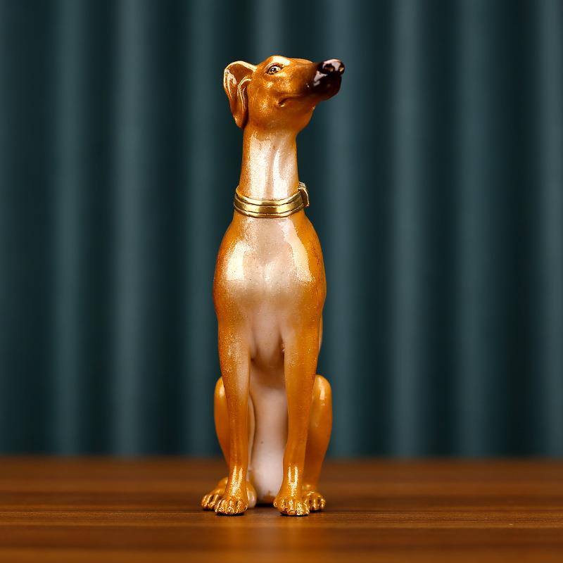 彩铜灵缇犬生肖狗家居办公室玄关乔迁生日开业礼品工艺品摆件