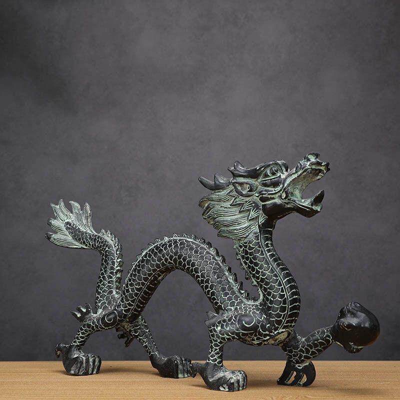 仿古青铜器龙抓珠摆件家居工艺品摆设青龙摆件福龙艺术品摆设送礼