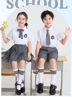 中小学生少儿表演服装合唱团表演服装英伦风格幼儿园毕业照班服校