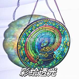 彩绘玻璃挂饰，20CM新款复古热销玻璃挂件浮雕立线艺术装饰